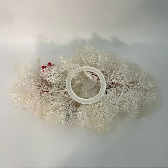 Vintage Plastic Christmas Door Wreath holly ornaments white candy Canes
